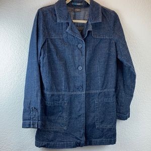 *French Cuff Dark Wash Long Sleeve Denim Lightweight Jacket